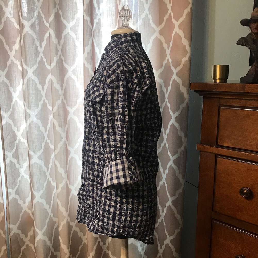 NWT James Campbell ⚜️ Navy Plaid Design Shirt - Picture 5 of 8